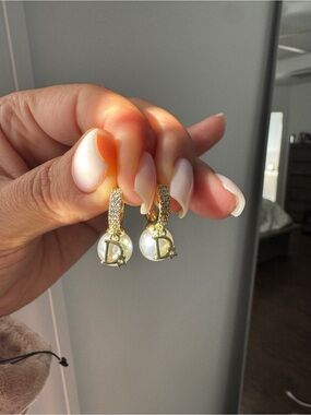 Gold Pearl Hoop Earrings